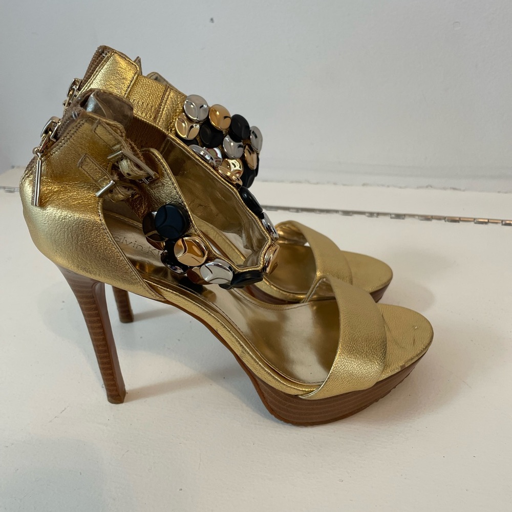 Calvin Klein leather Studded High Heels Sandals - Picture 6 of 11